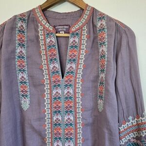 🐦EUC Johnny Was Purple Bird Embroidered Blouse SMALL